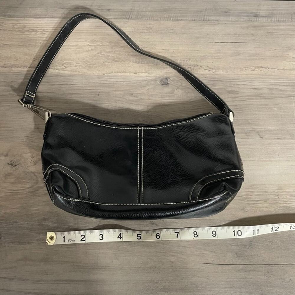 Strada Small Black Sling Shoulder Bag Faux Leather Y2K Style